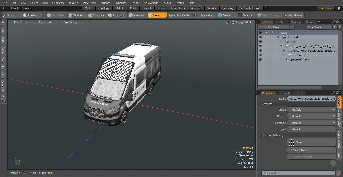 3D model Police Ford Transit 2020 Simple Interior