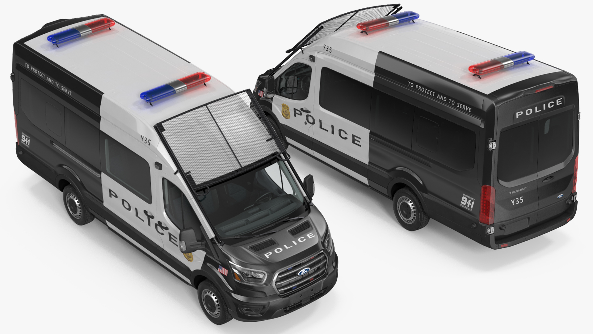 3D model Police Ford Transit 2020 Simple Interior