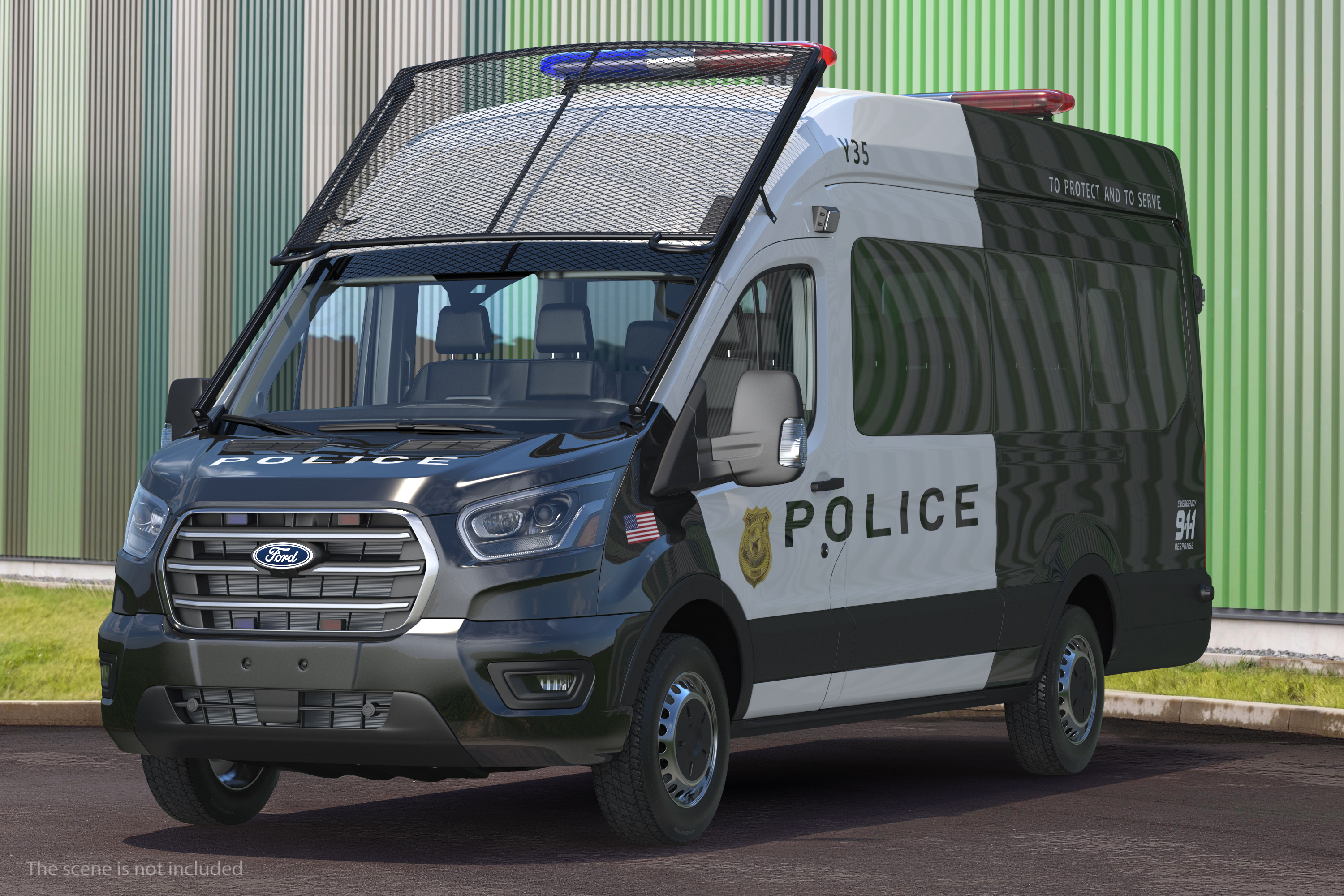 3D model Police Ford Transit 2020 Simple Interior