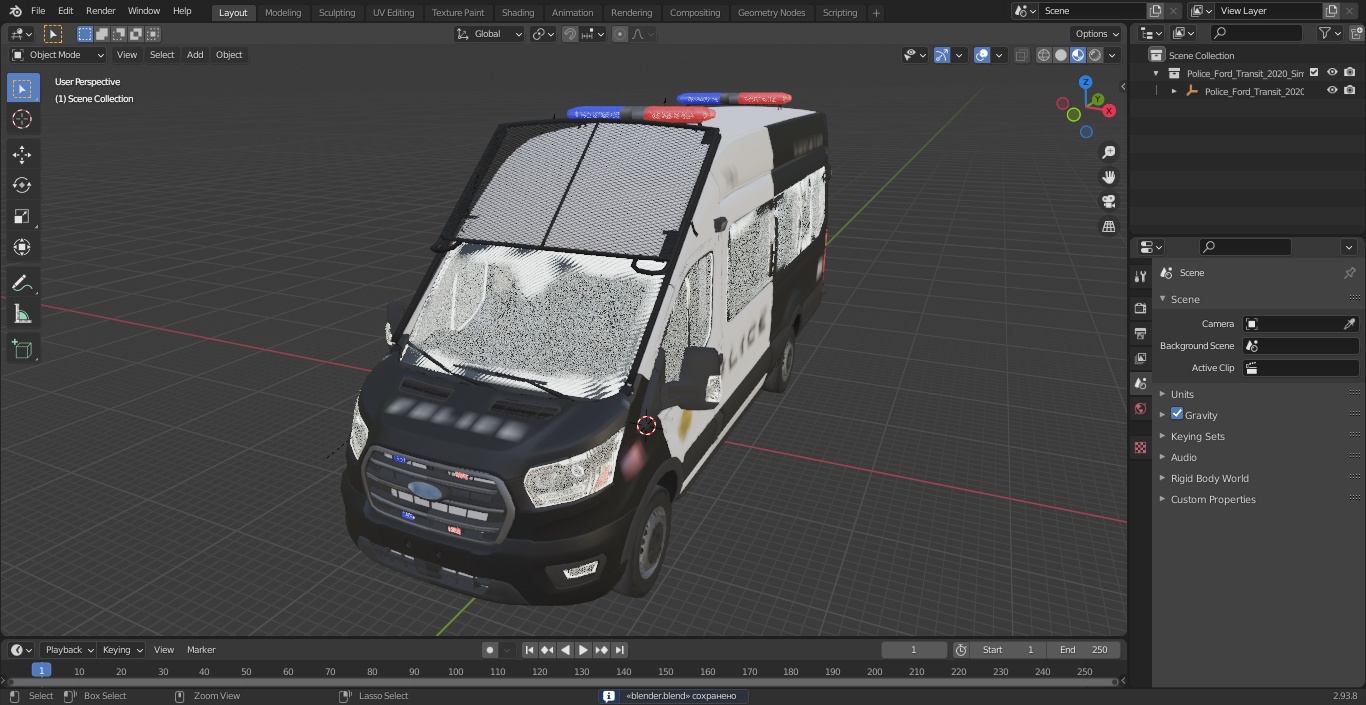 3D model Police Ford Transit 2020 Simple Interior