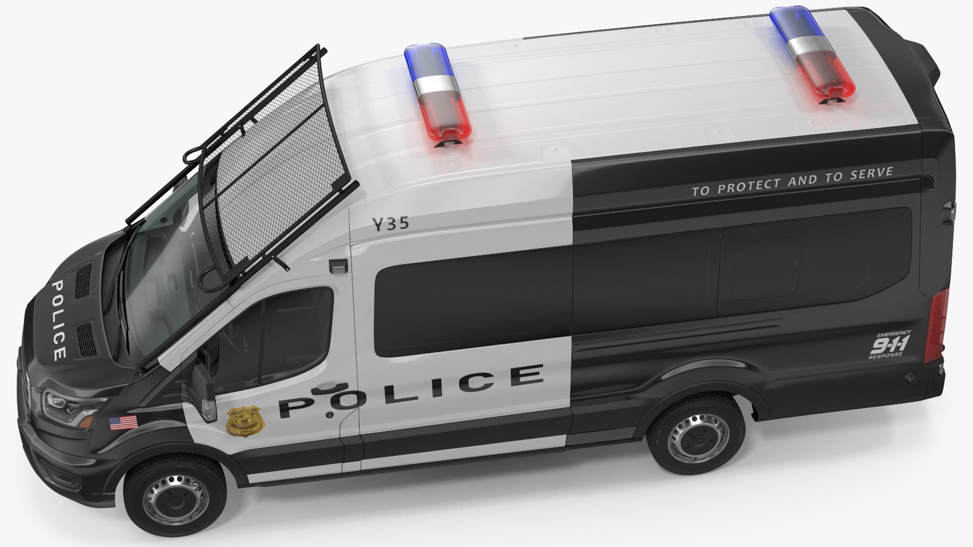 3D model Police Ford Transit 2020 Simple Interior