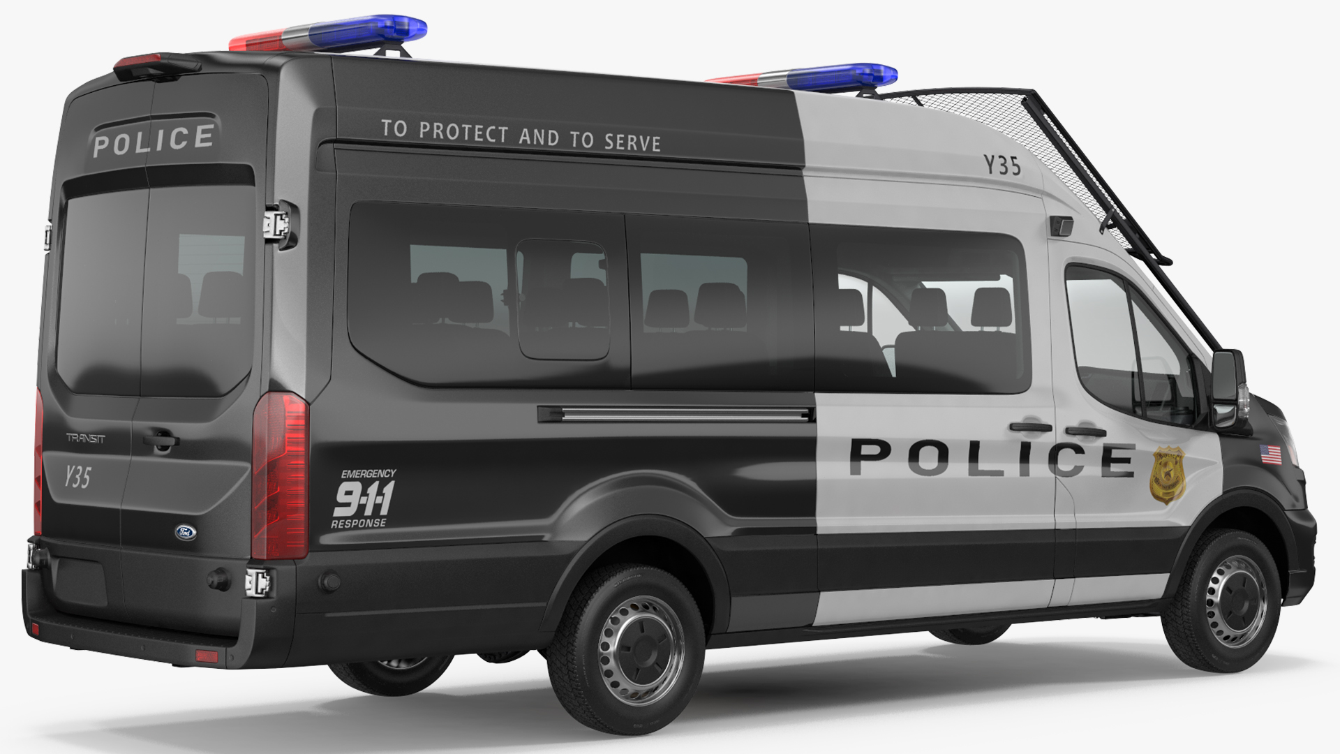 3D model Police Ford Transit 2020 Simple Interior