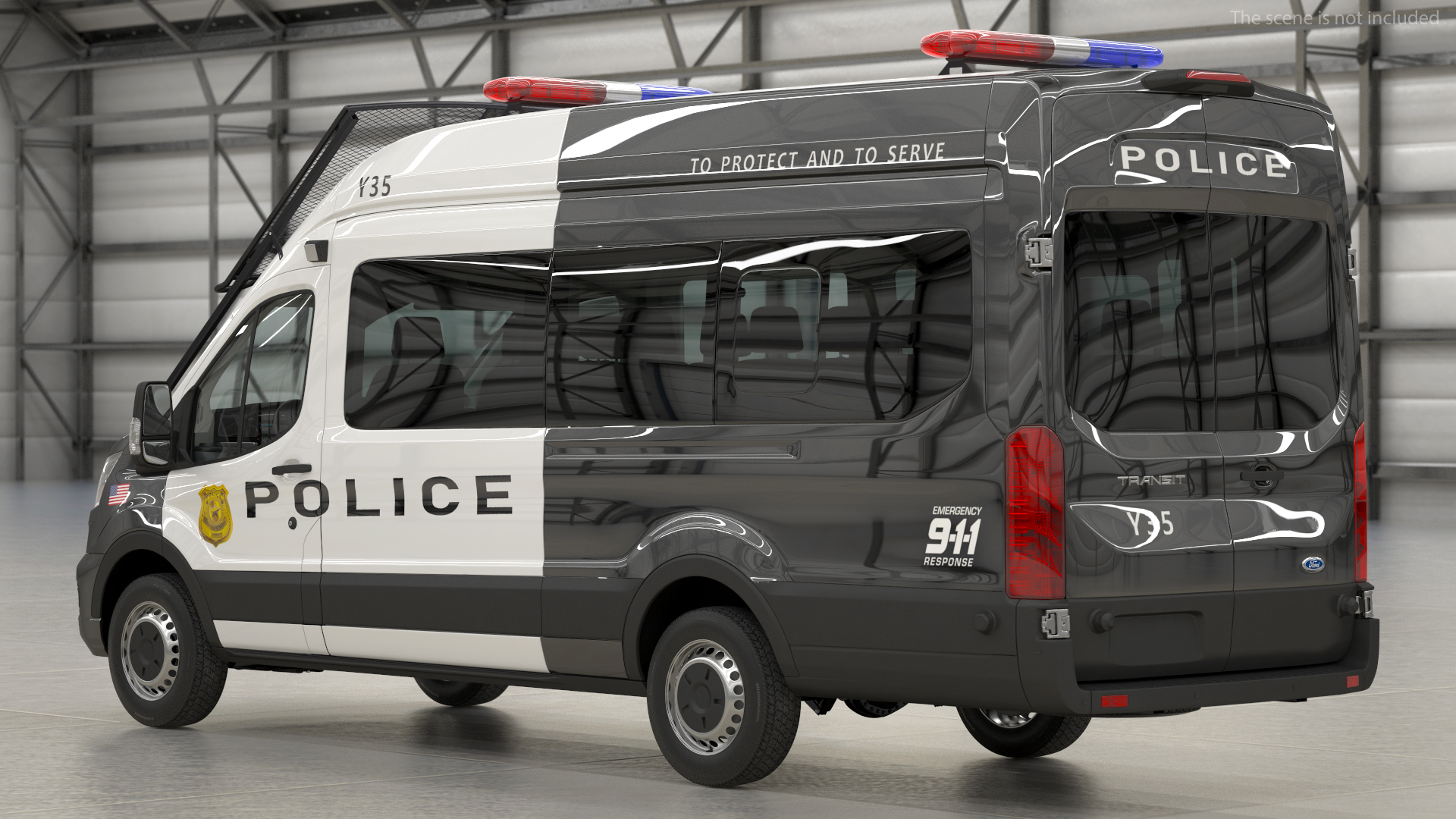 3D model Police Ford Transit 2020 Simple Interior