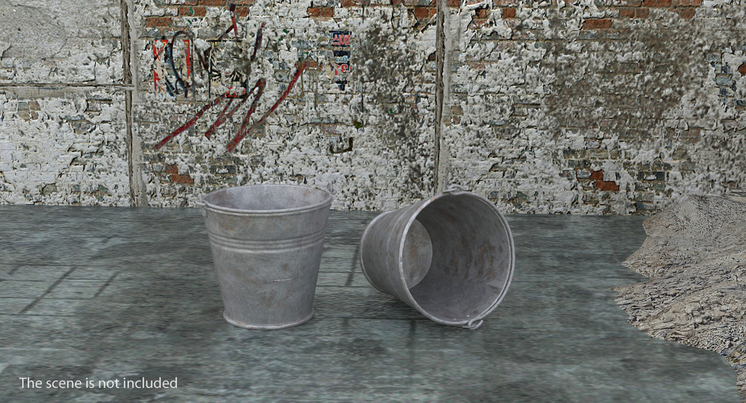 3D Old Metal Bucket