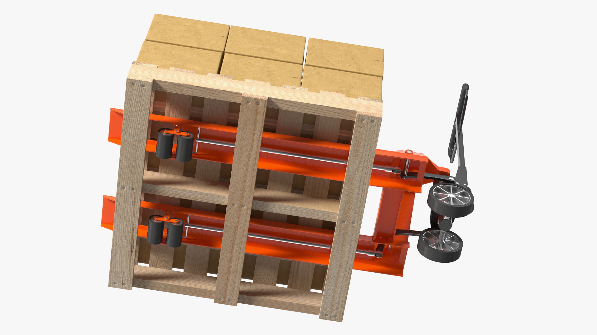 3D model Pallet Jack with Wooden Pallet and Boxes