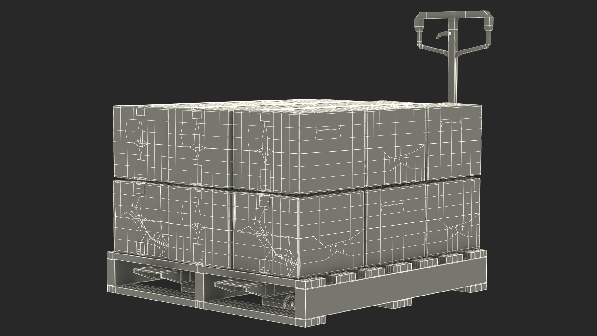 3D model Pallet Jack with Wooden Pallet and Boxes