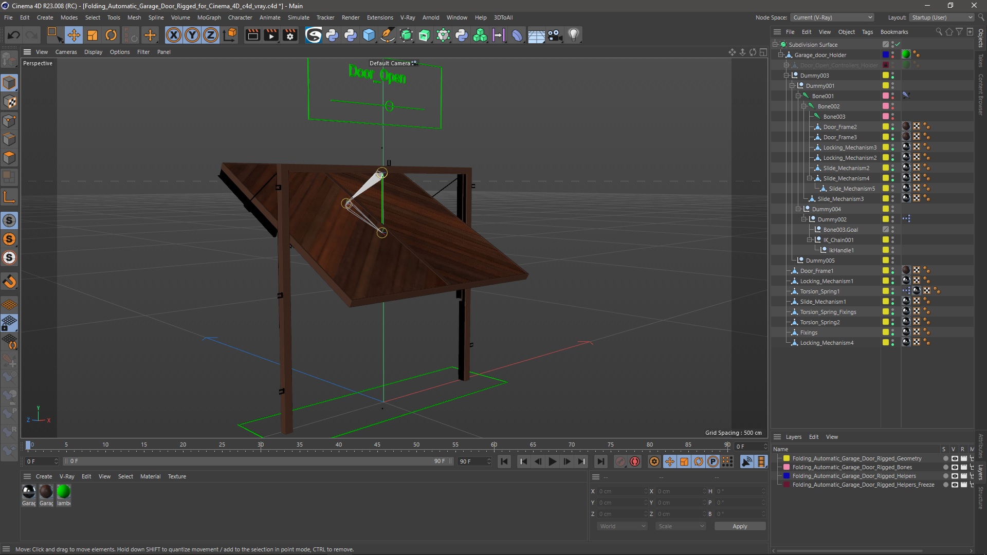 3D model Folding Automatic Garage Door Rigged for Cinema 4D