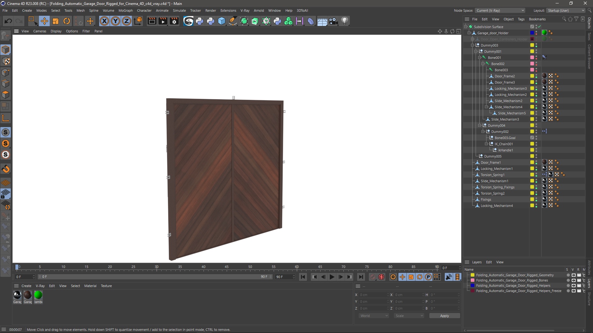 3D model Folding Automatic Garage Door Rigged for Cinema 4D