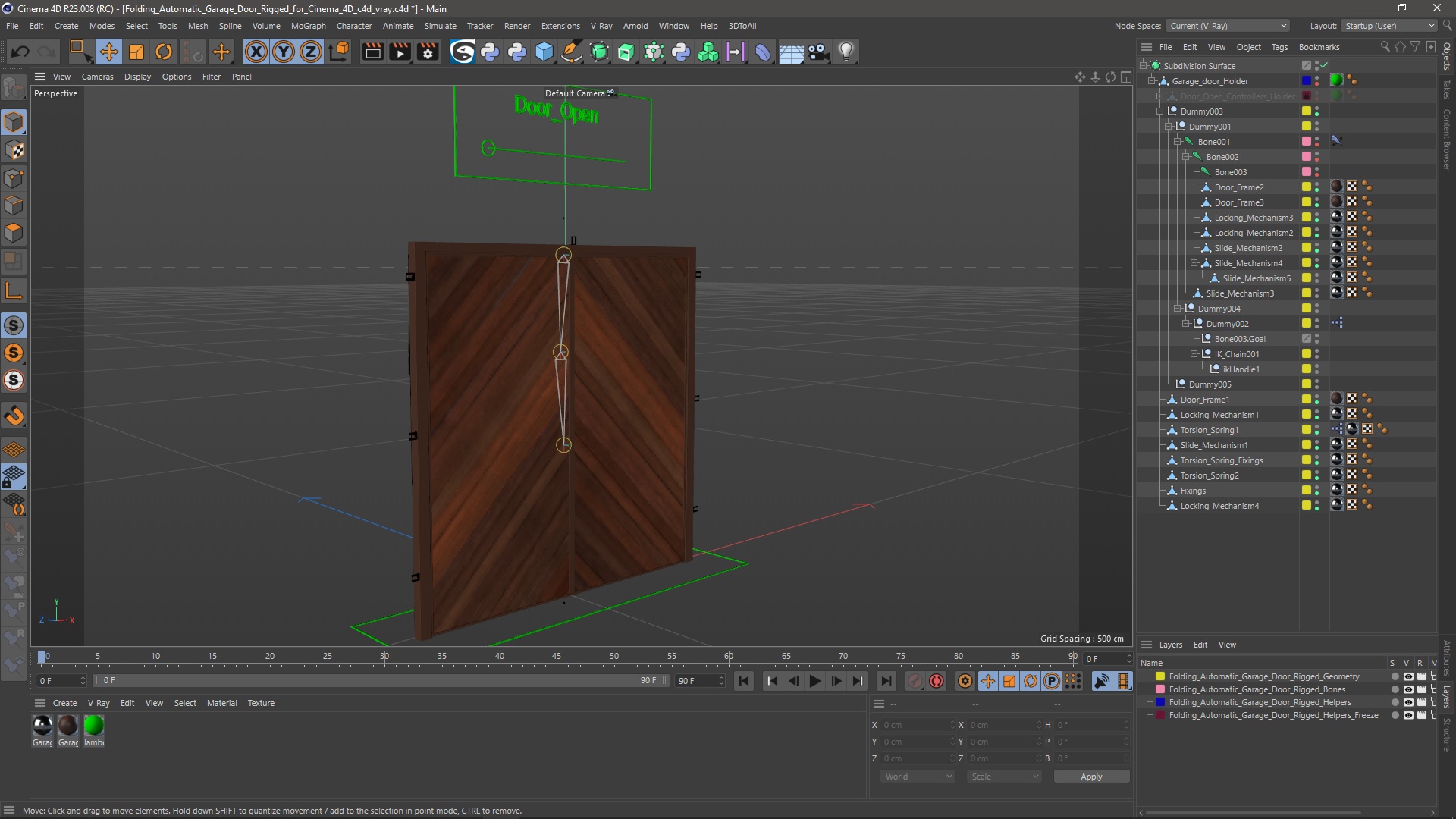 3D model Folding Automatic Garage Door Rigged for Cinema 4D