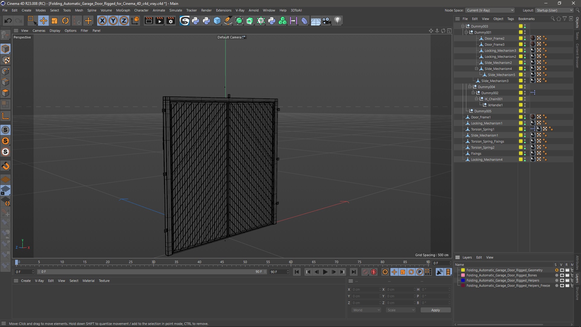 3D model Folding Automatic Garage Door Rigged for Cinema 4D