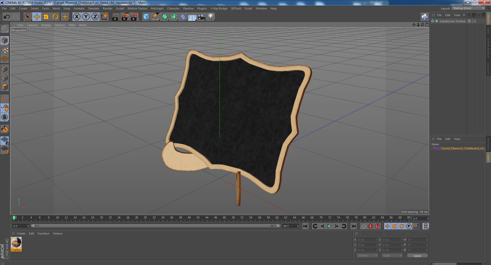 Carved Plywood Chalkboard on Stand 3D model
