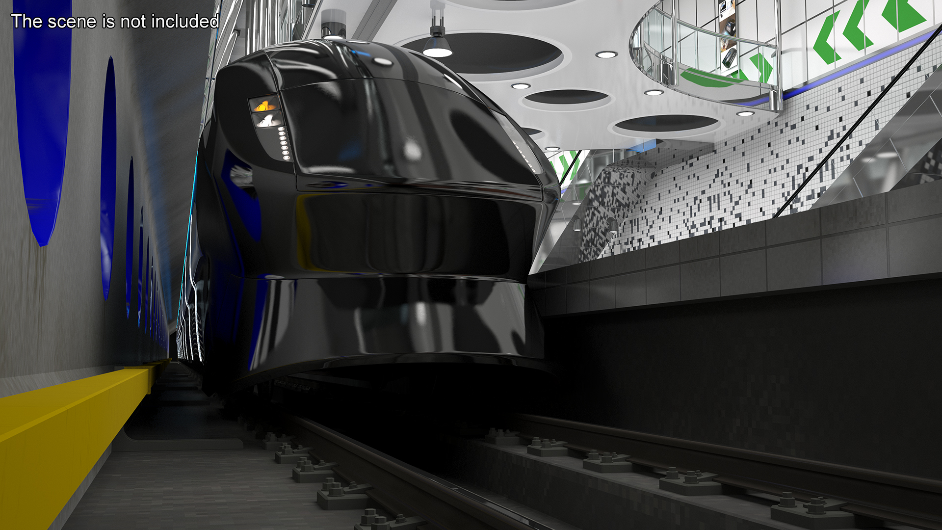 Futuristic Train with Cars Black 3D