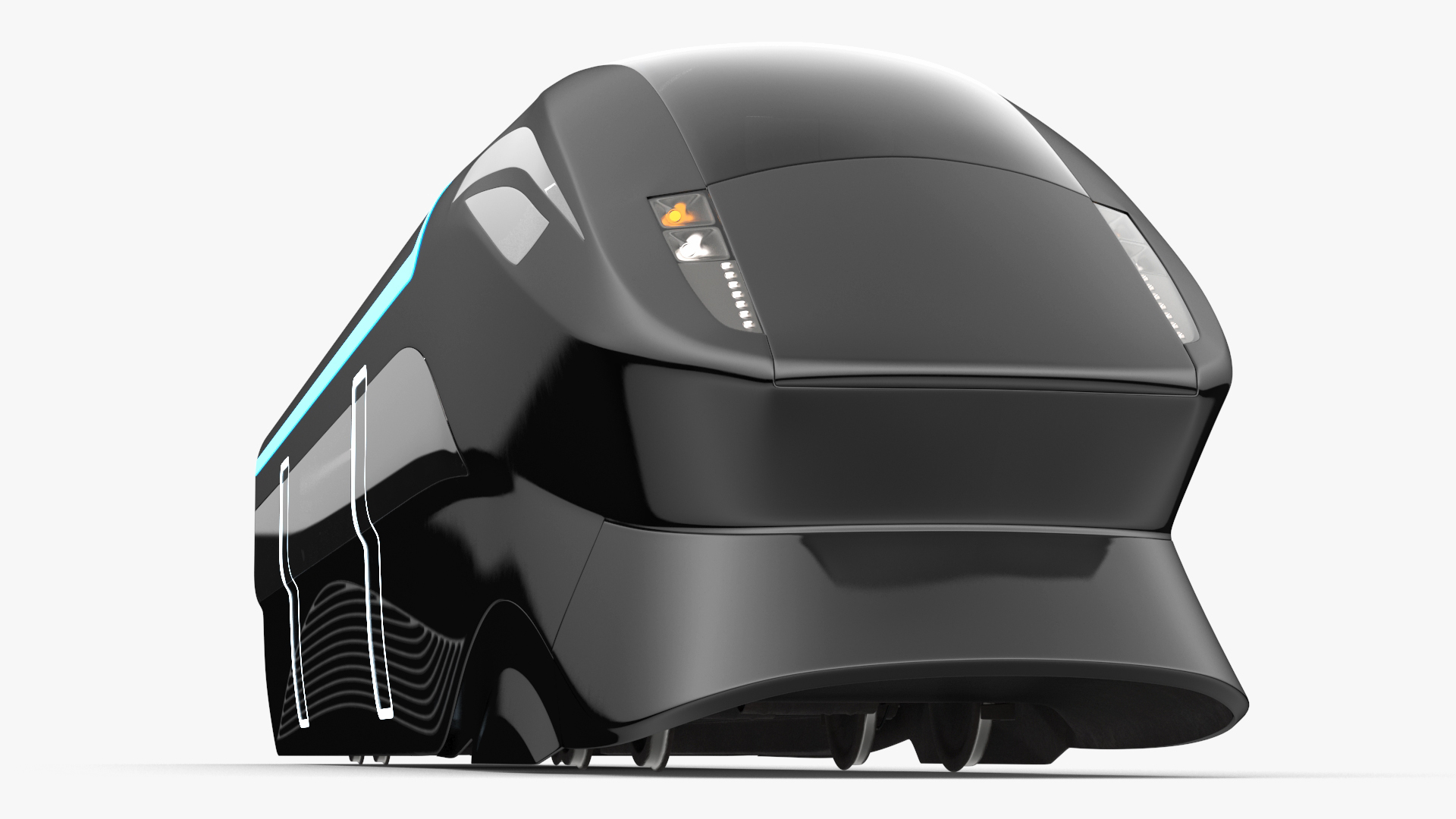 Futuristic Train with Cars Black 3D