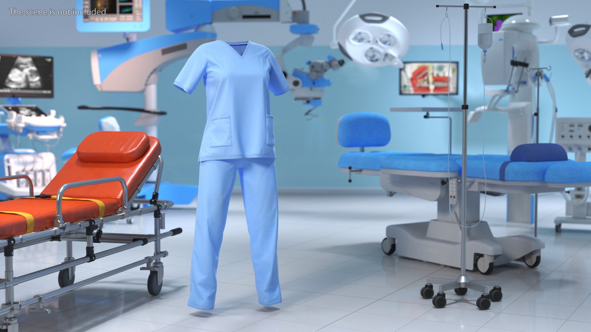 Female Medical Scrubs Uniform 3D model