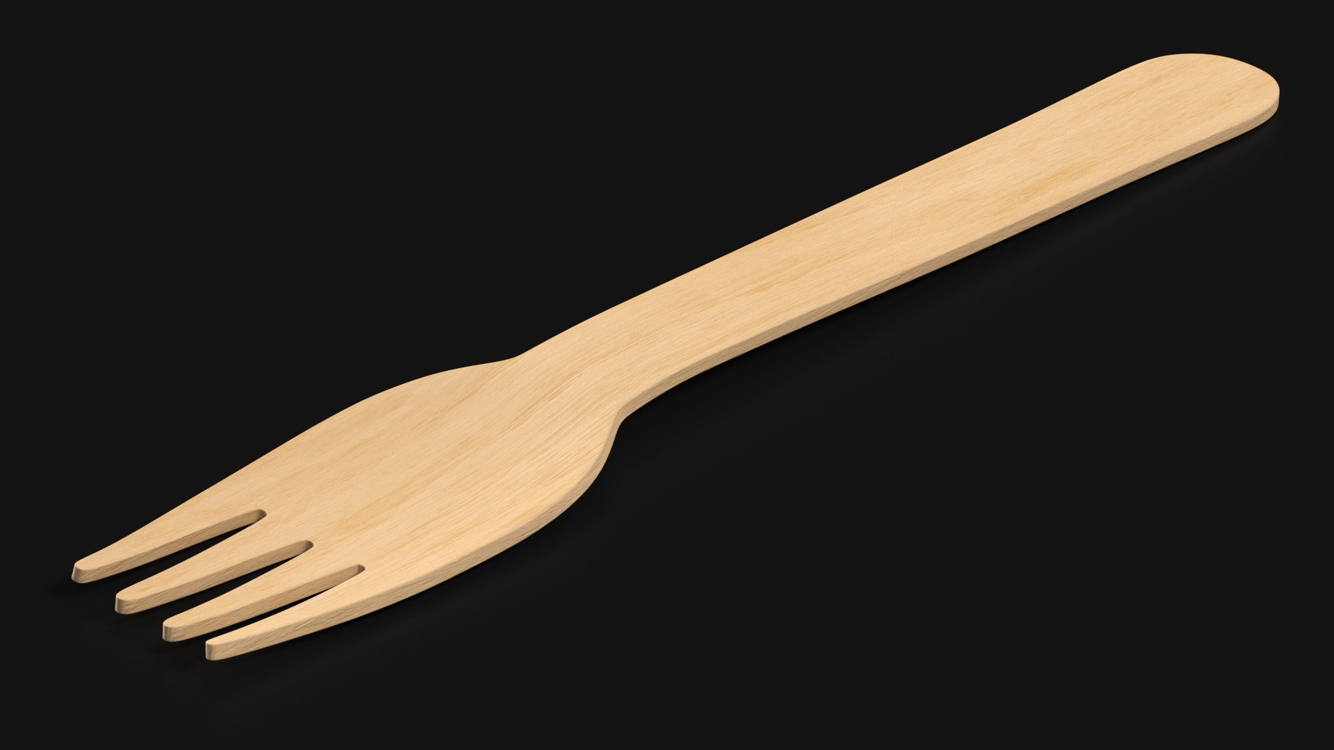 Disposable Wooden Fork 3D