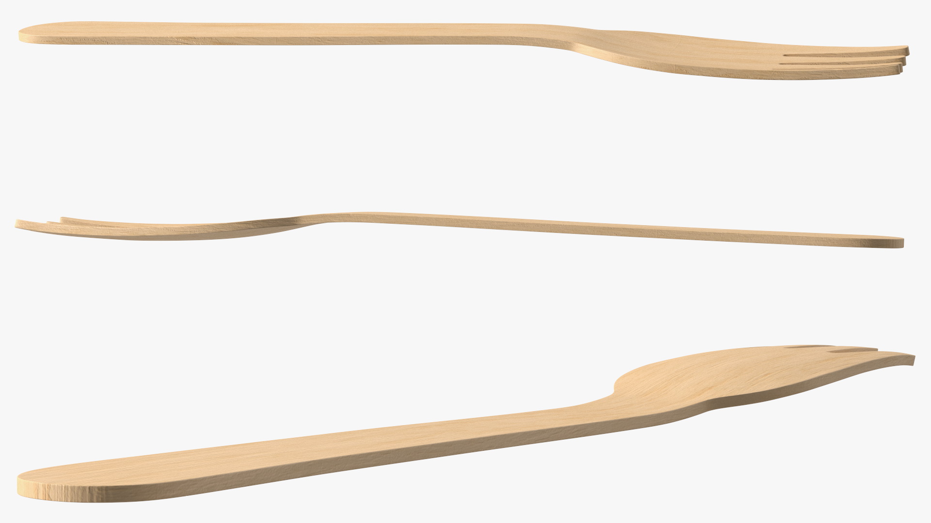 Disposable Wooden Fork 3D