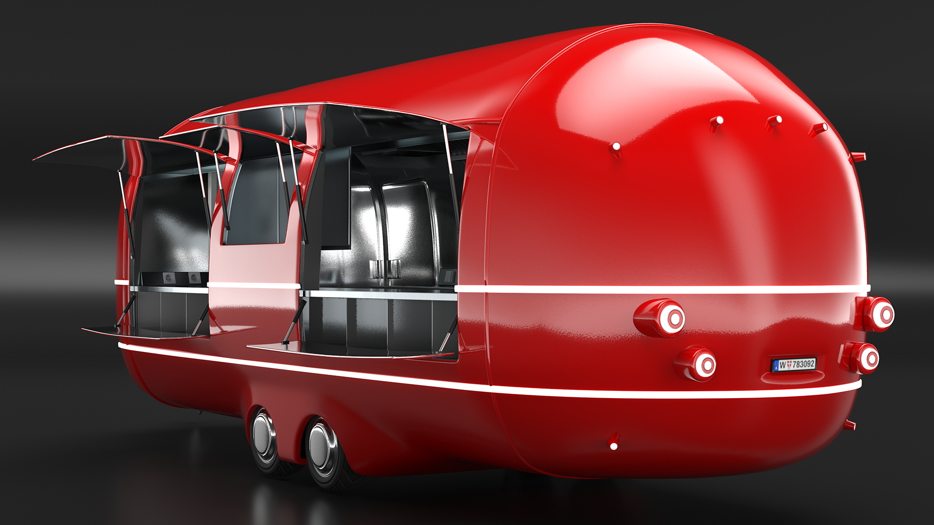 3D Modern Food Truck Red