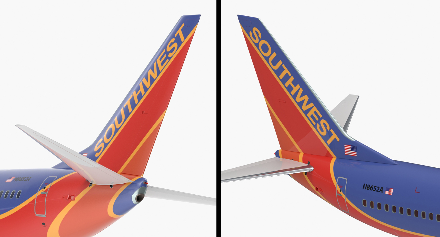 3D model Boeing 737 800 Southwest Airlines Rigged