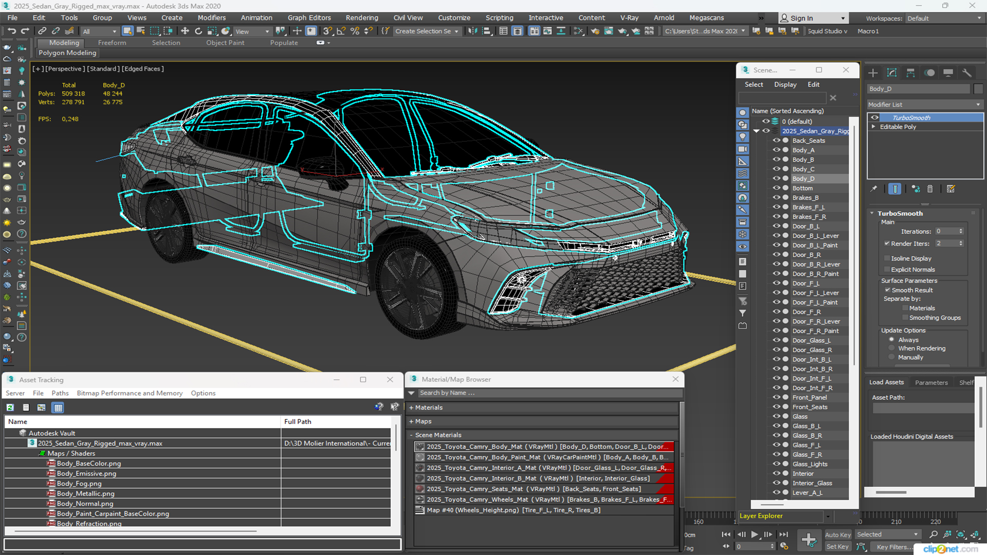 2025 Sedan Gray Rigged 3D