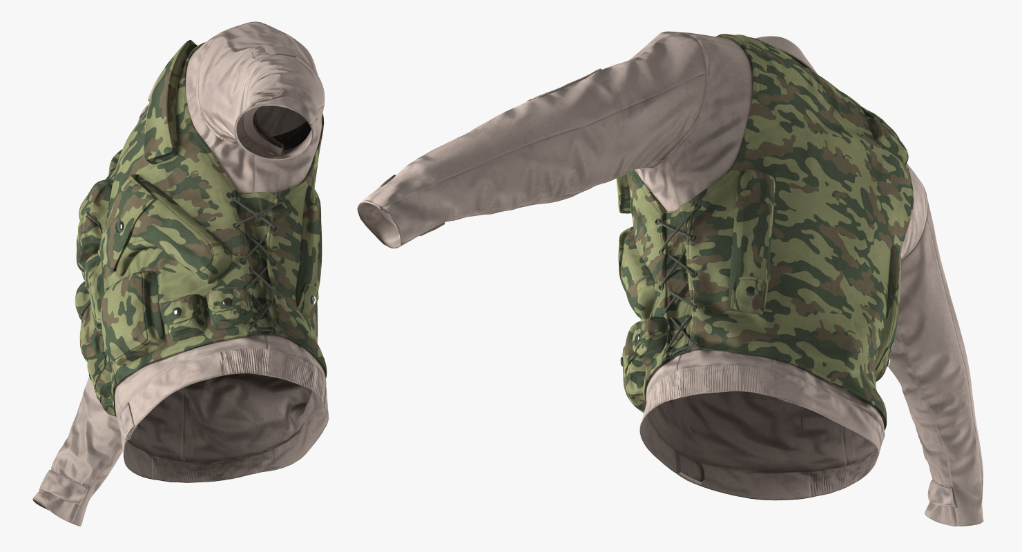 Military Shirt and Camouflage Vest 3D model