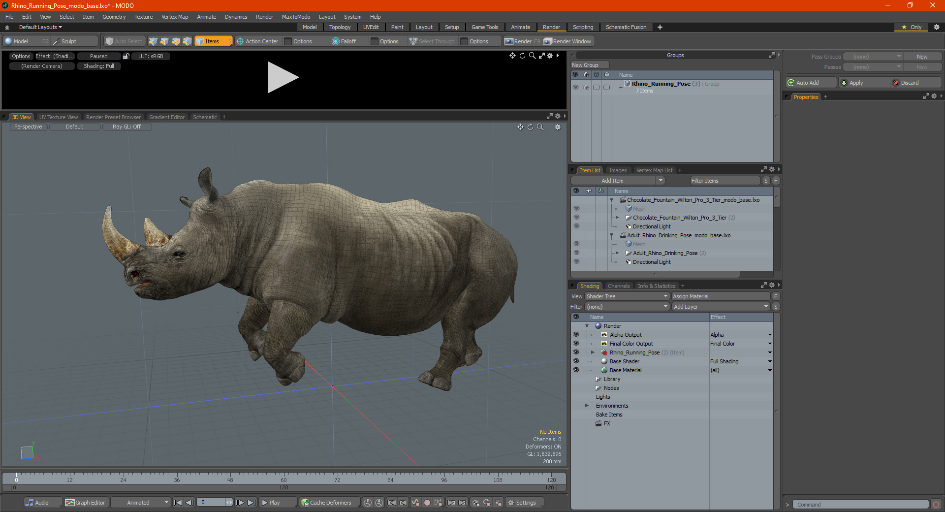 3D Rhino Running Pose model