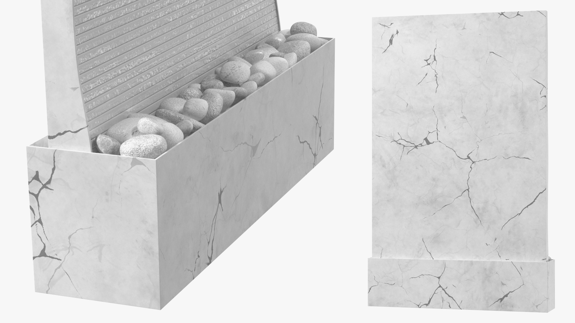 Designer Wall Waterfall White Marble with Water 3D