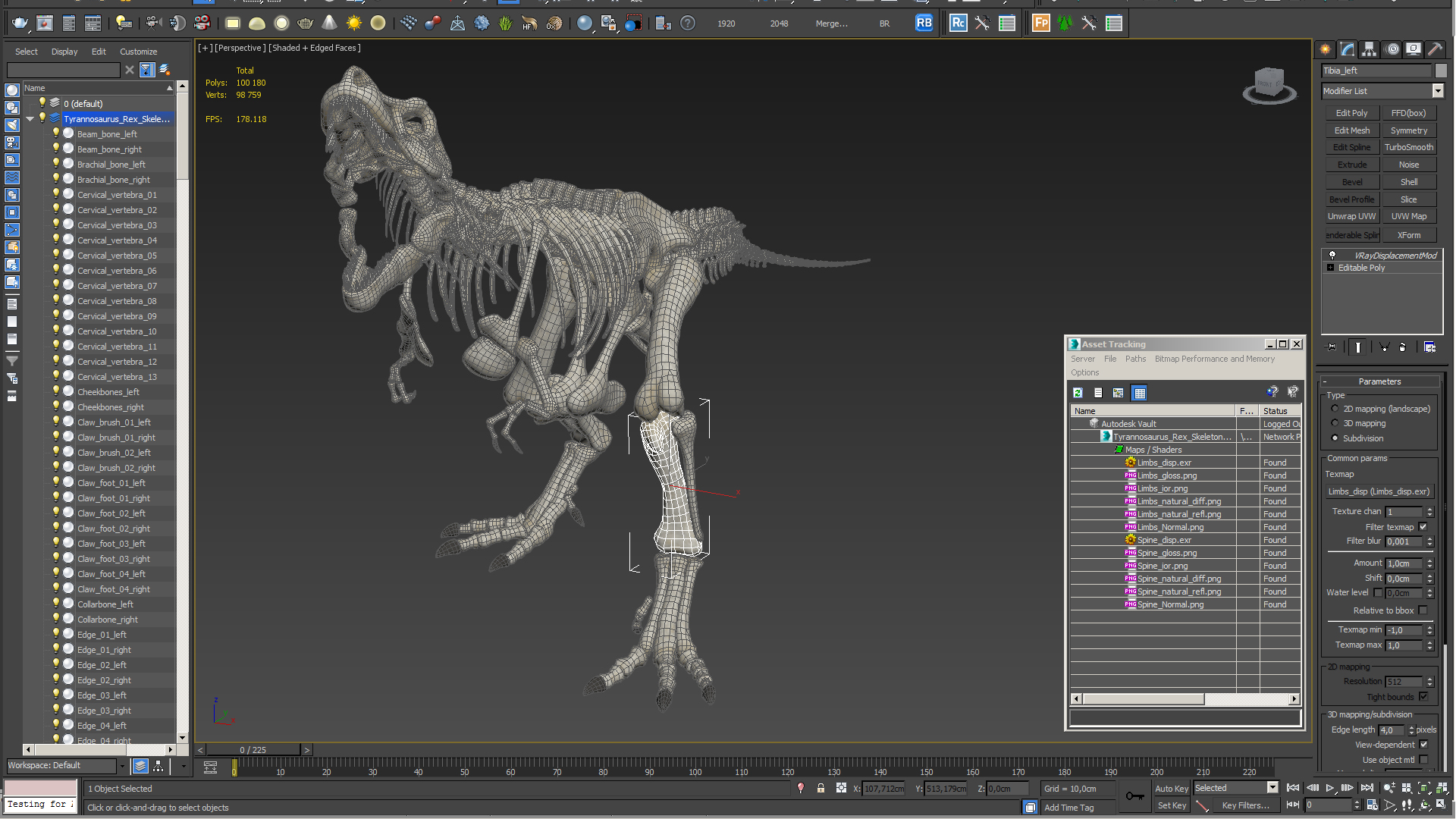 3D model Tyrannosaurus Rex Skeleton Standing Pose