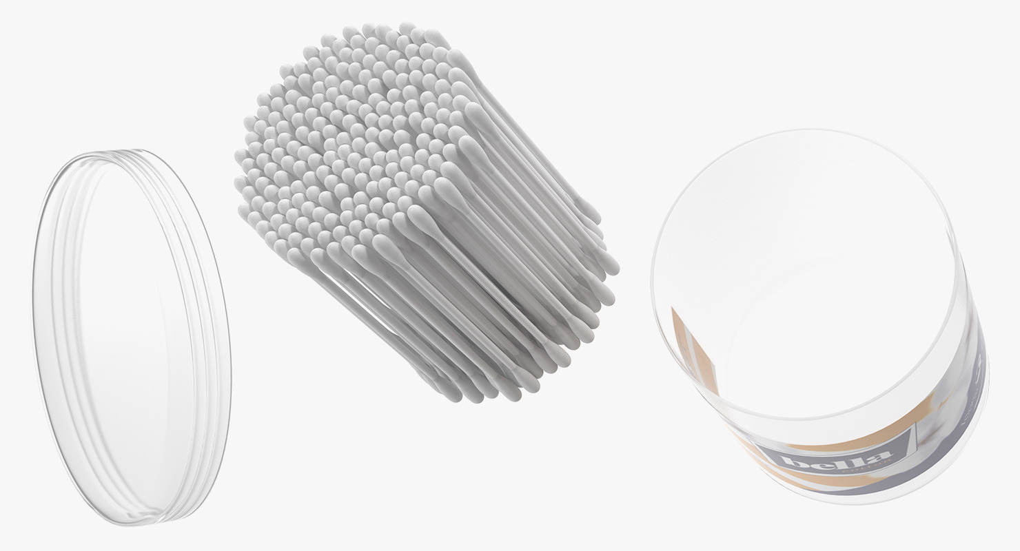 3D model Plastic Cotton Swabs Round Box