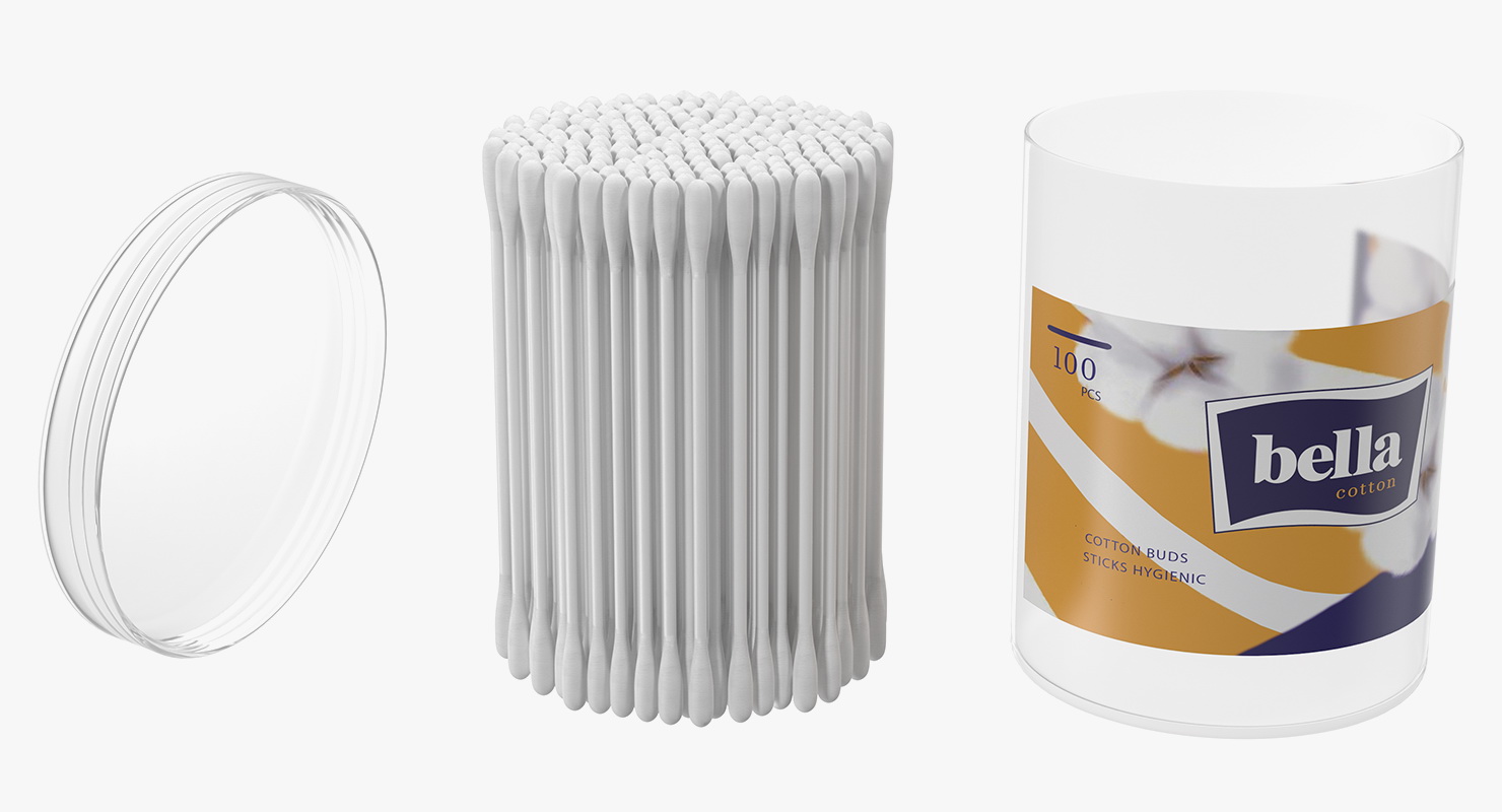 3D model Plastic Cotton Swabs Round Box