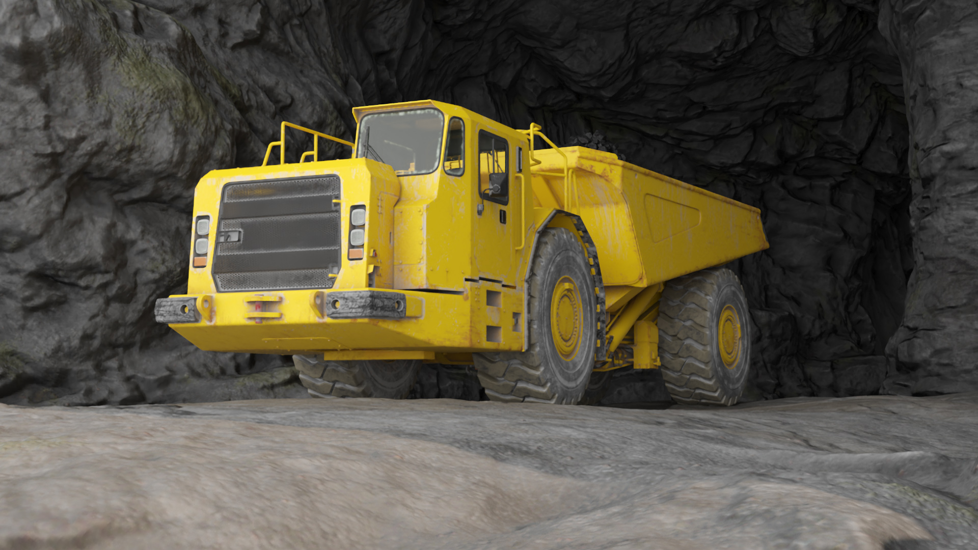 Underground Truck in Cave Tunnel 3D