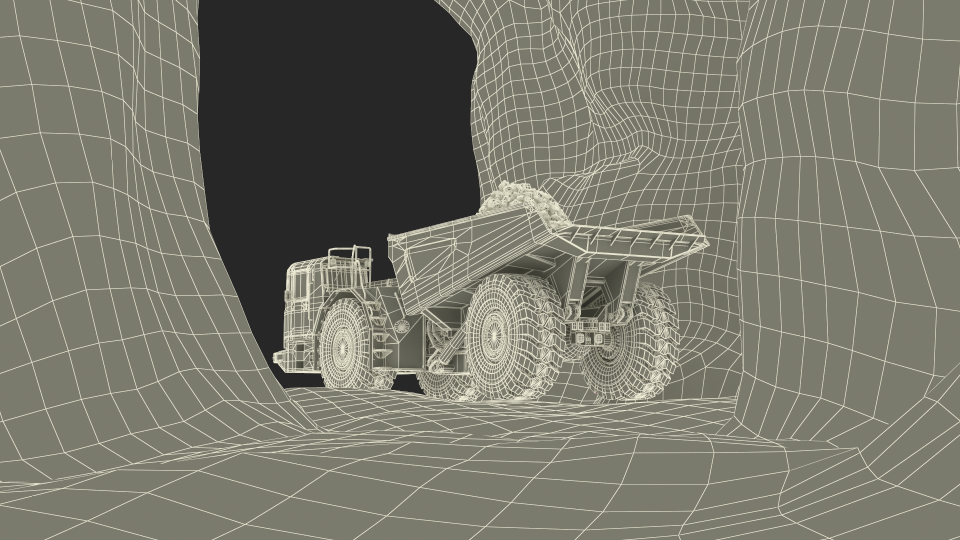 Underground Truck in Cave Tunnel 3D