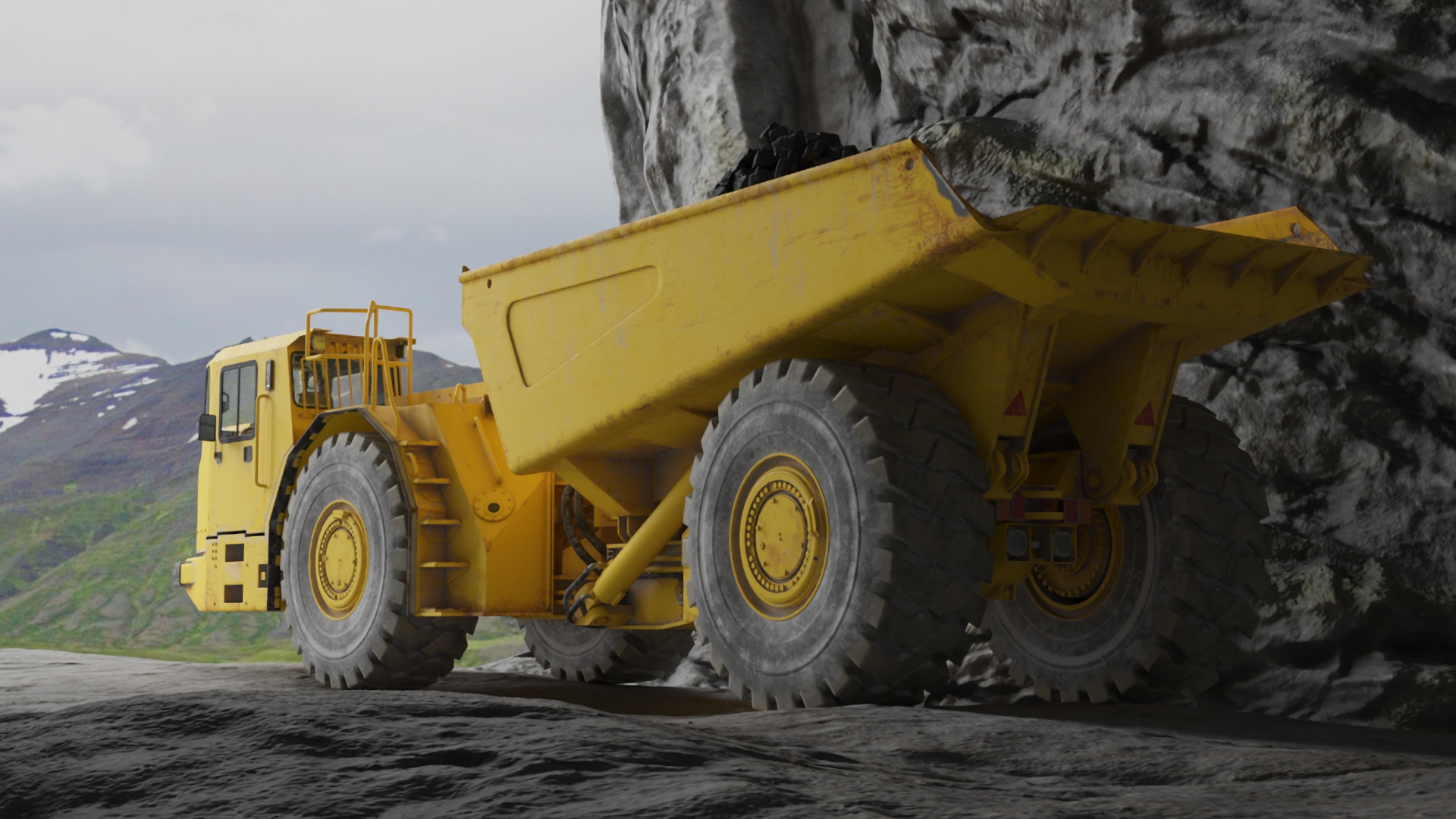 Underground Truck in Cave Tunnel 3D