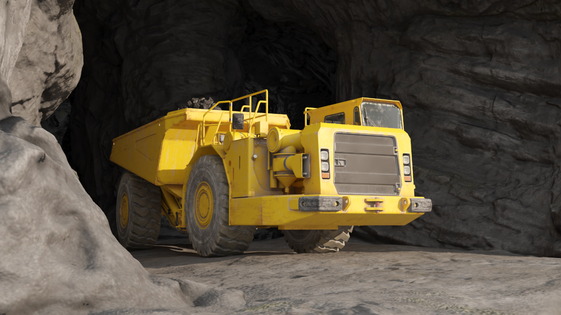 Underground Truck in Cave Tunnel 3D