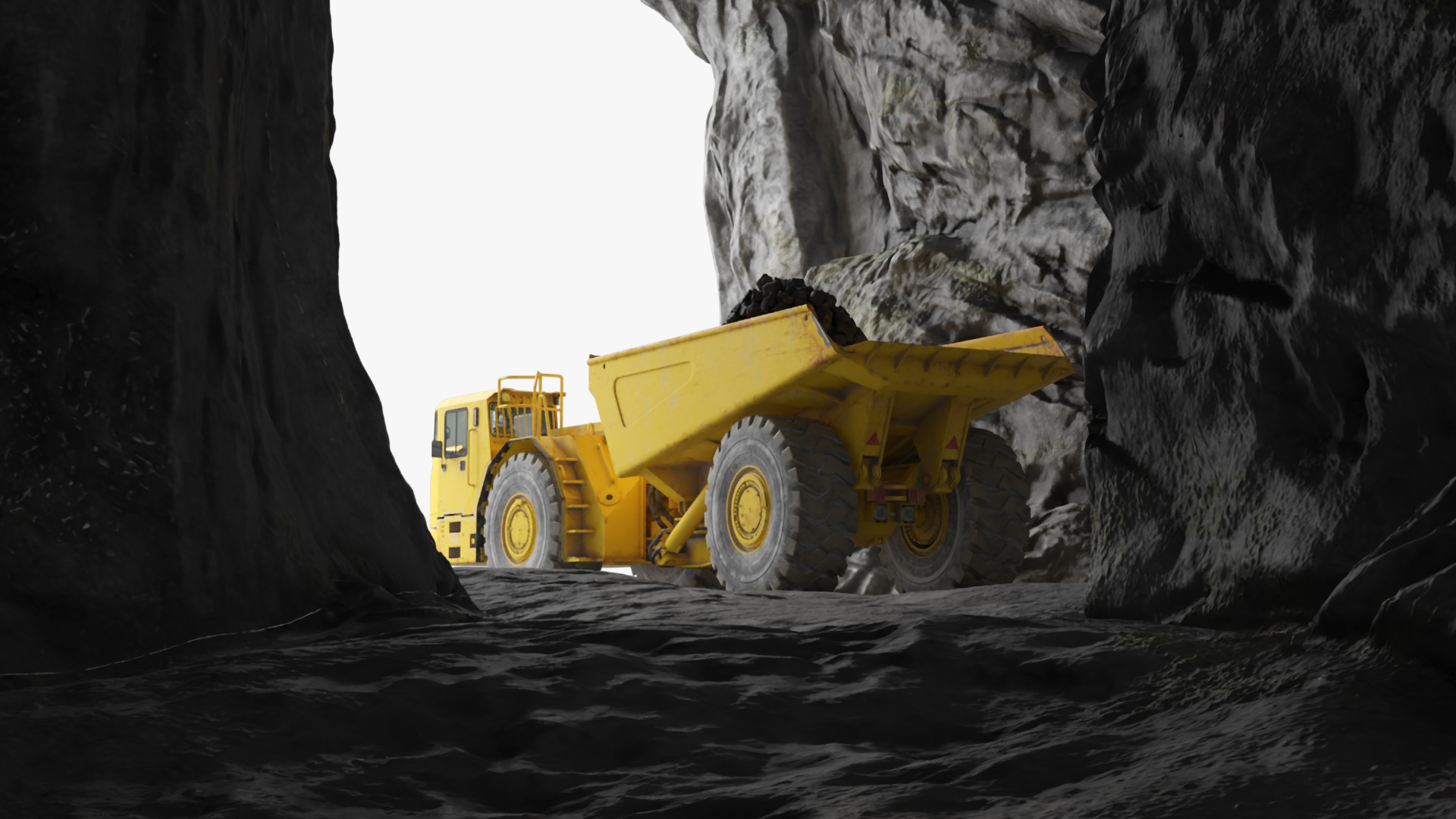 Underground Truck in Cave Tunnel 3D