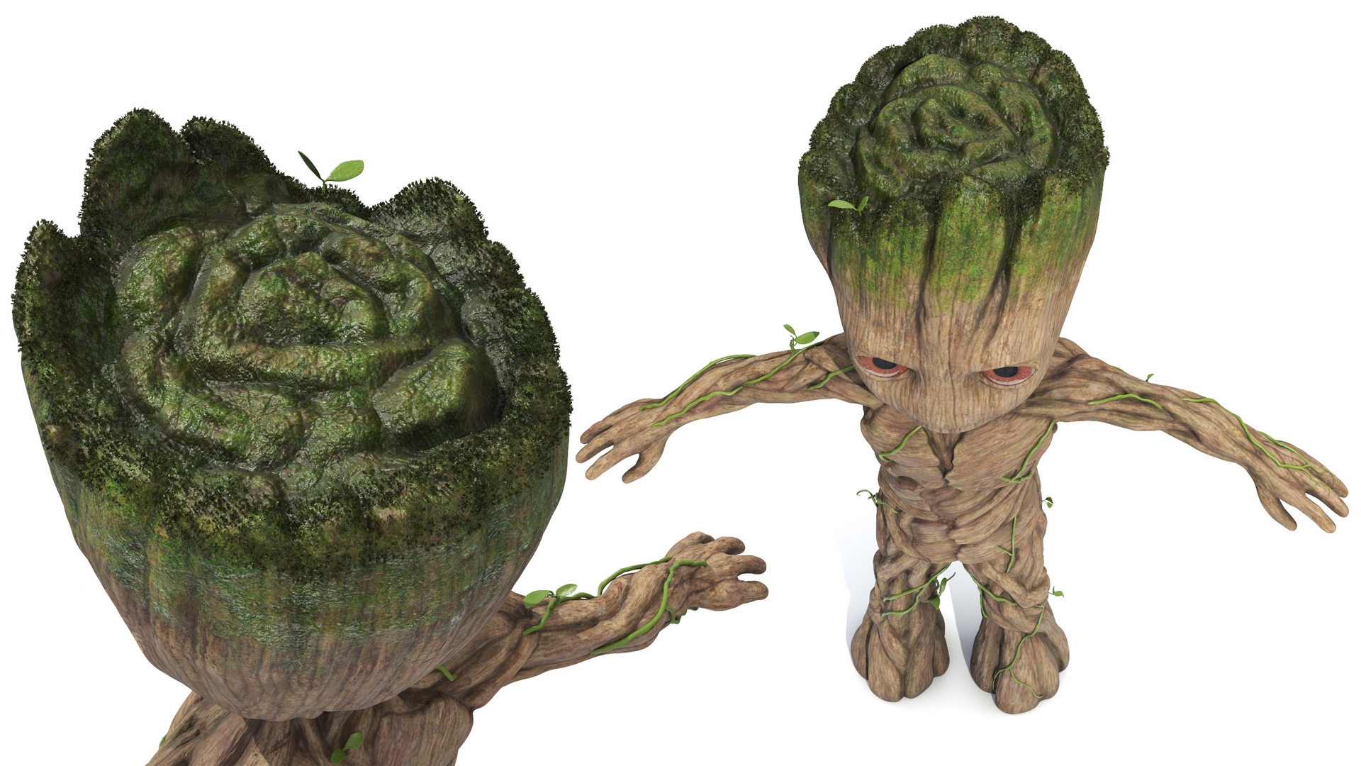 3D model Little Groot Character from Marvel Rigged for Cinema 4D