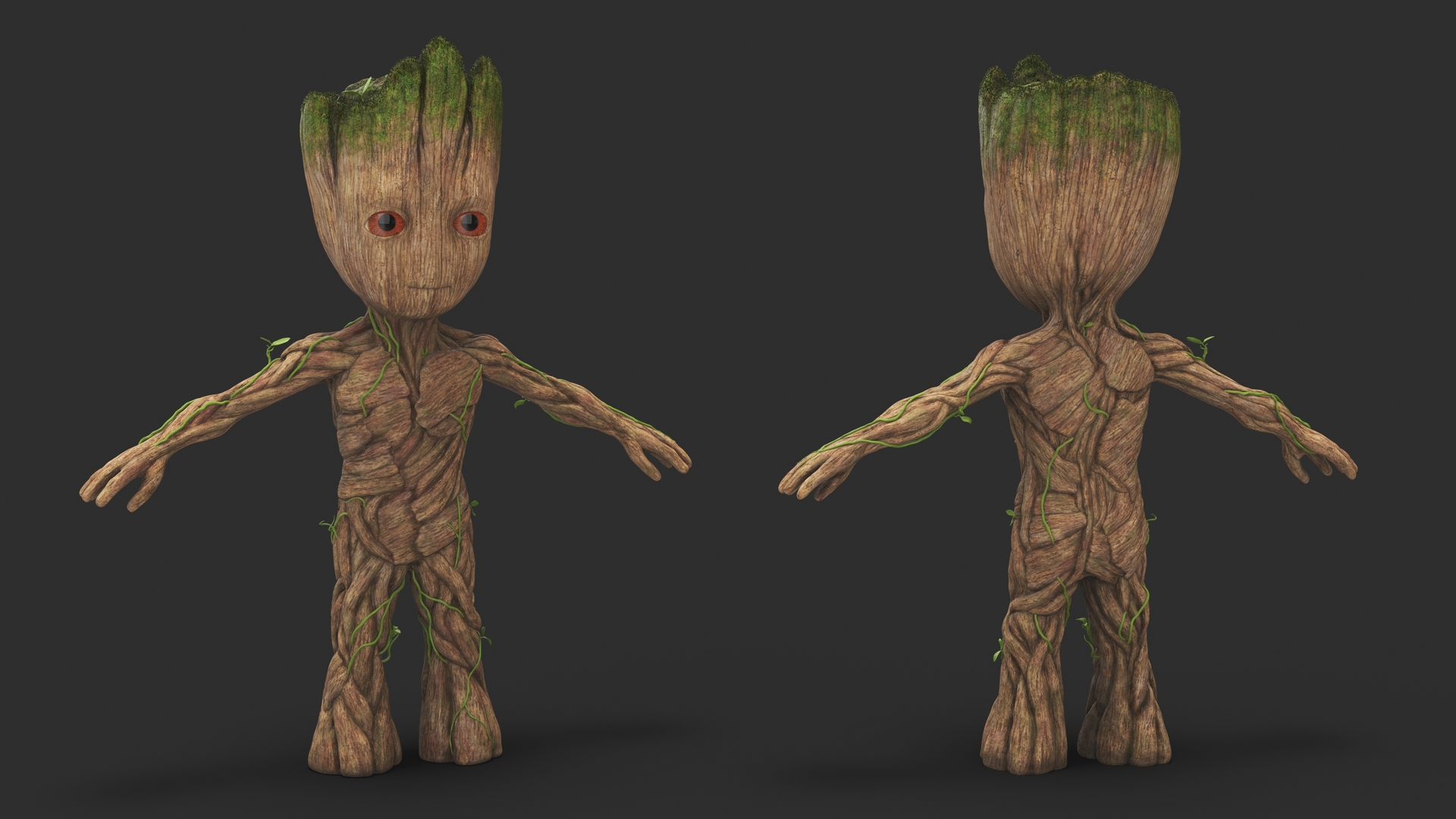 3D model Little Groot Character from Marvel Rigged for Cinema 4D