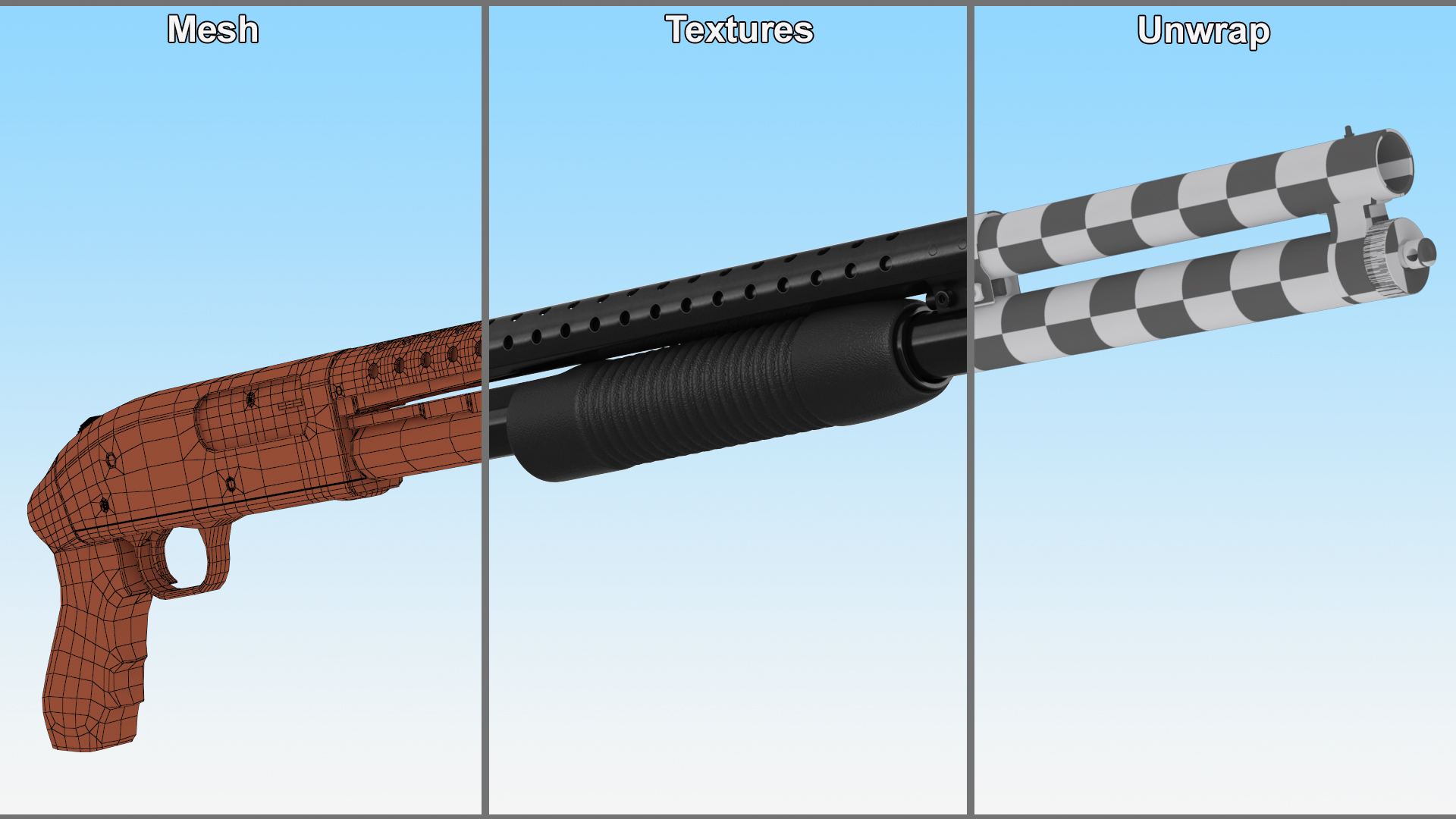 Pump Action Shotgun 3D model