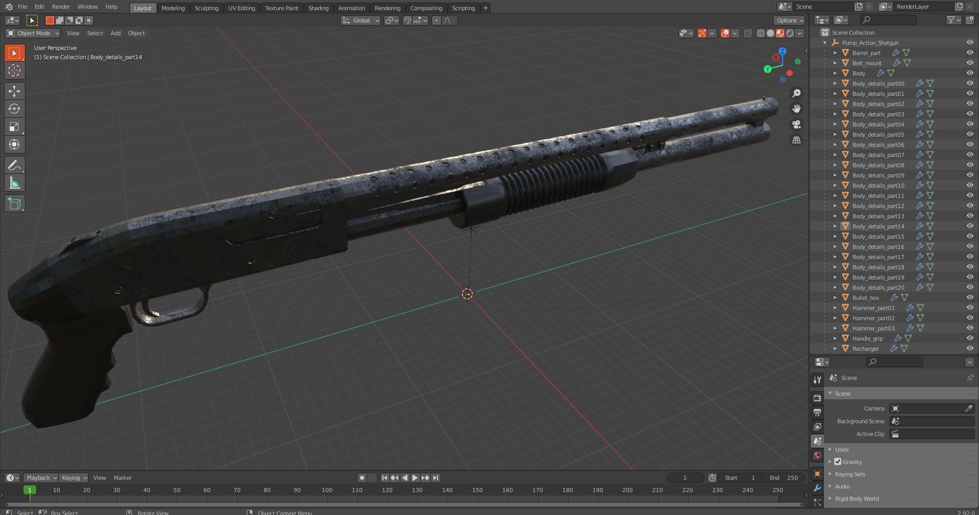 Pump Action Shotgun 3D model