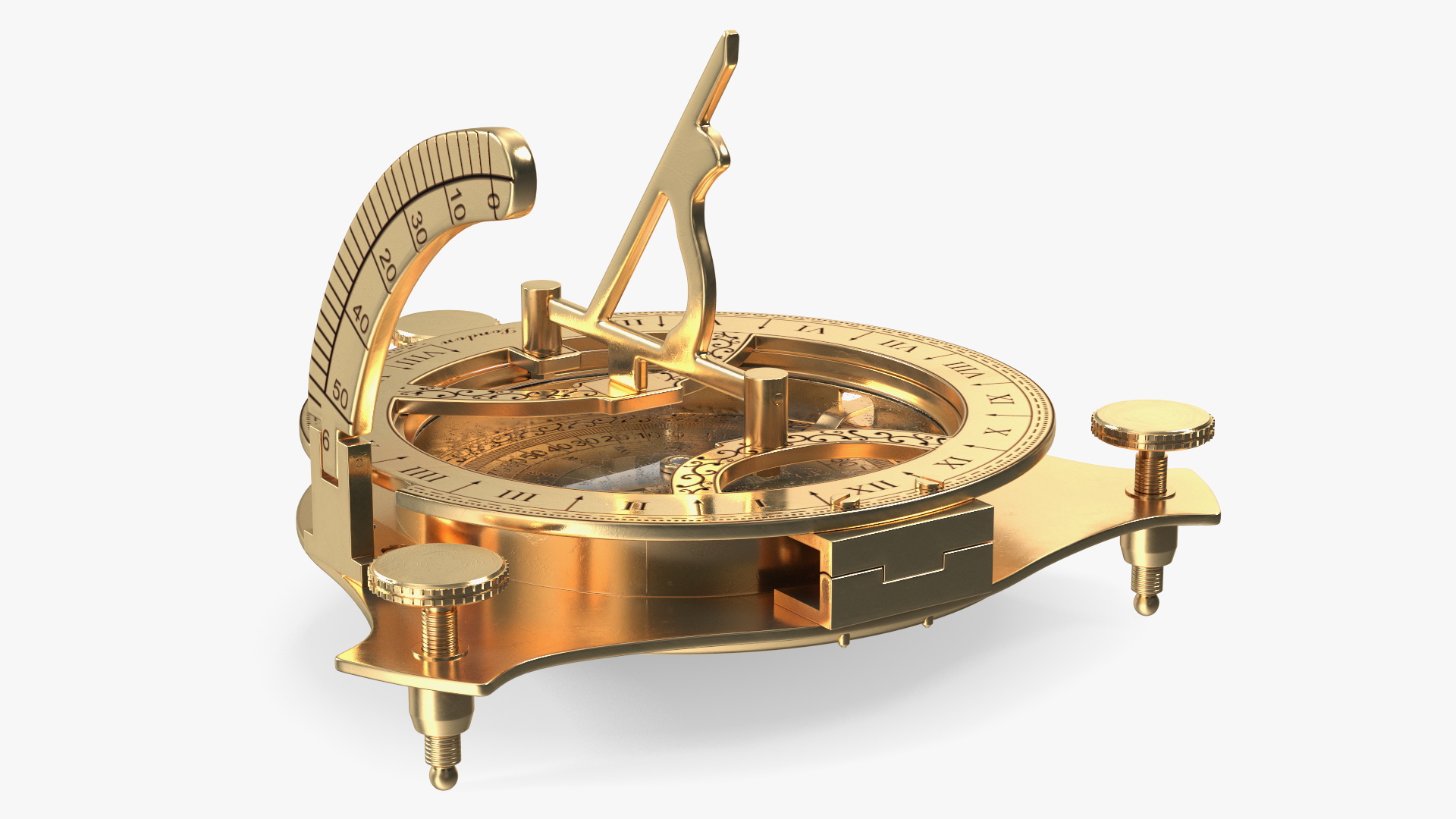 3D model Old Brass Compass with Sundial