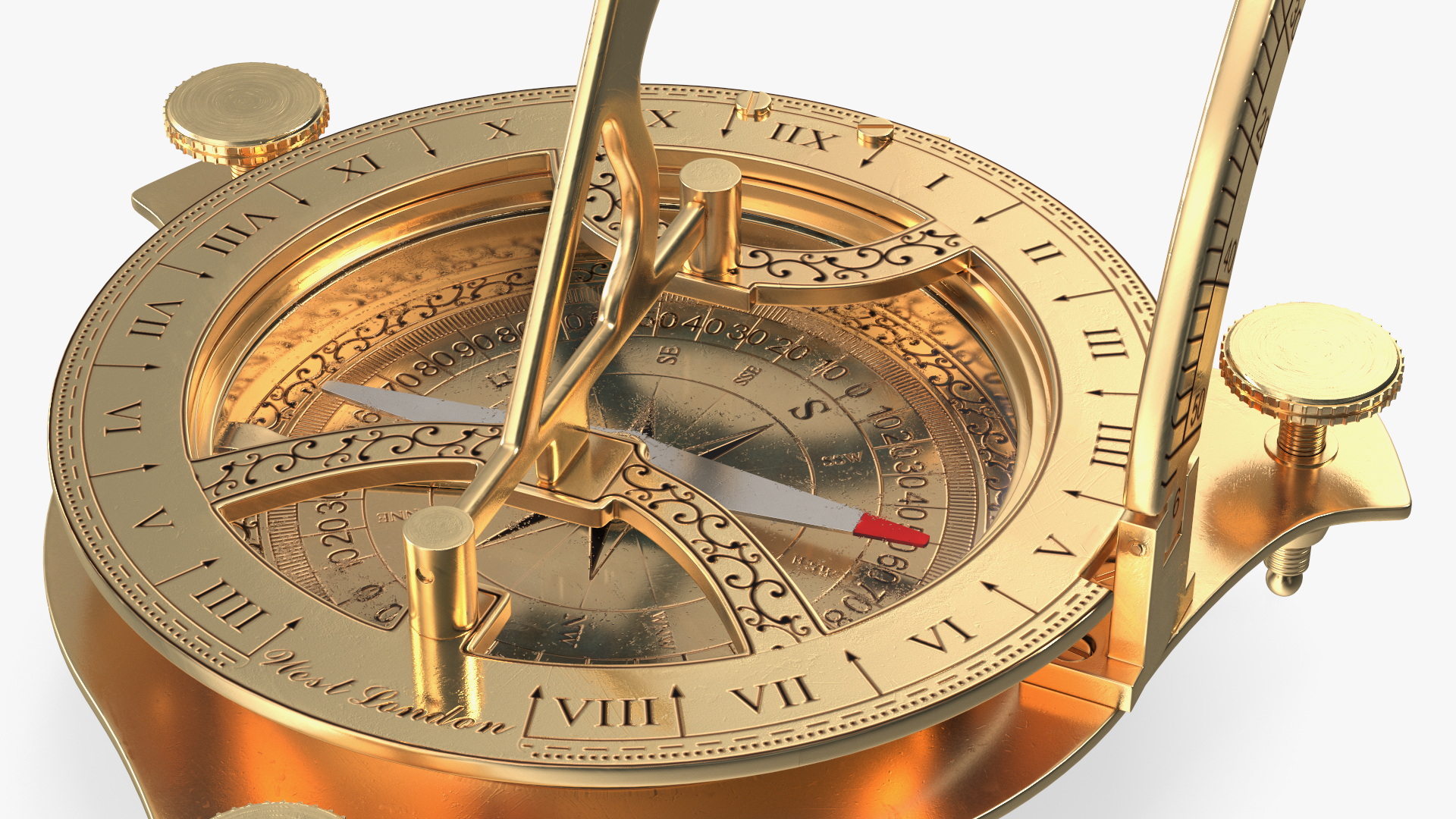 3D model Old Brass Compass with Sundial