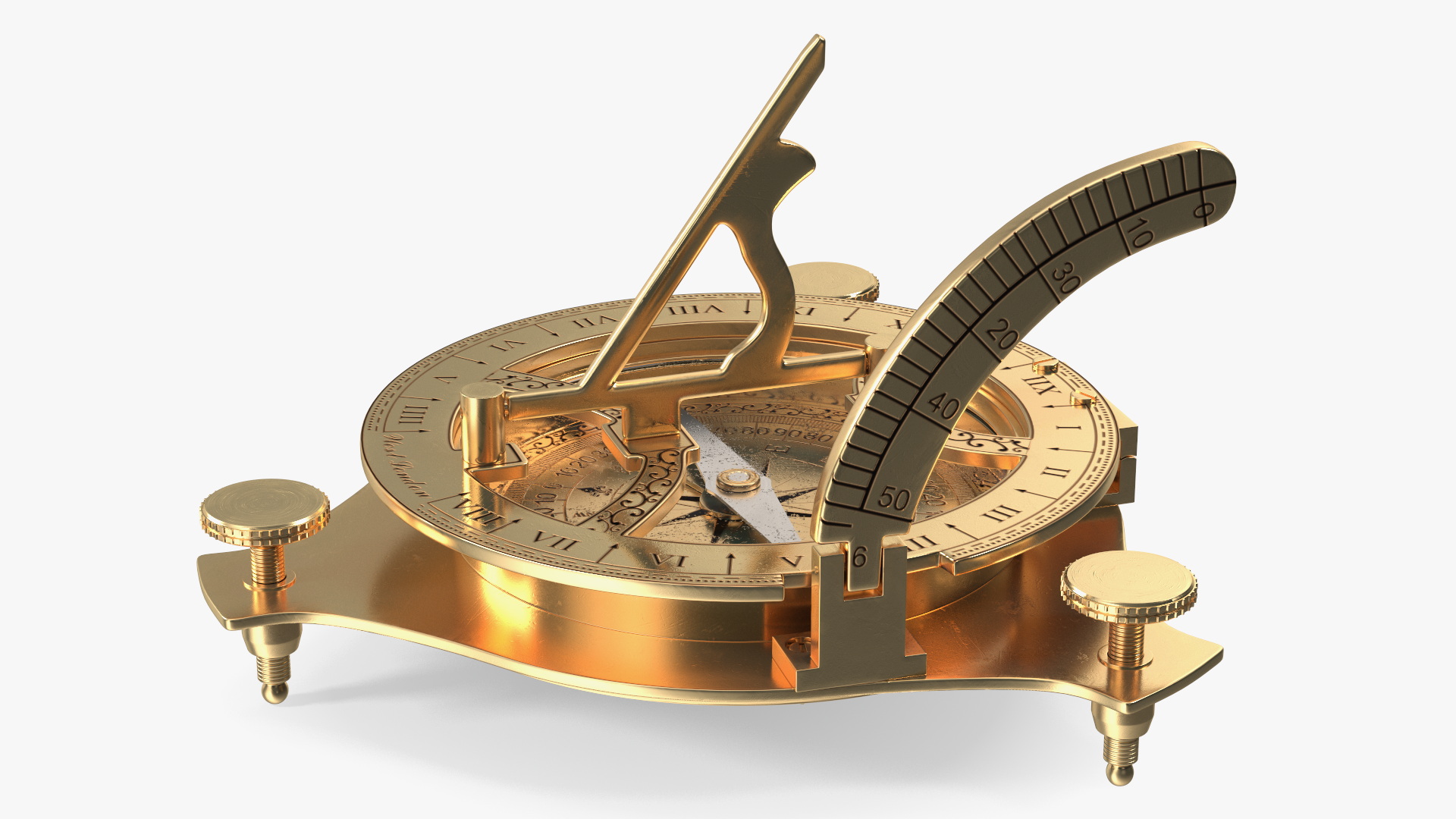 3D model Old Brass Compass with Sundial