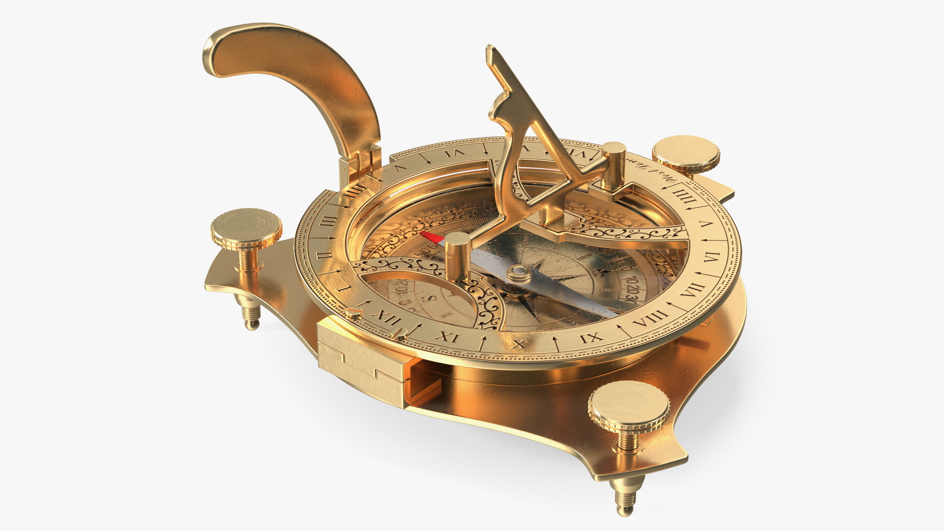 3D model Old Brass Compass with Sundial