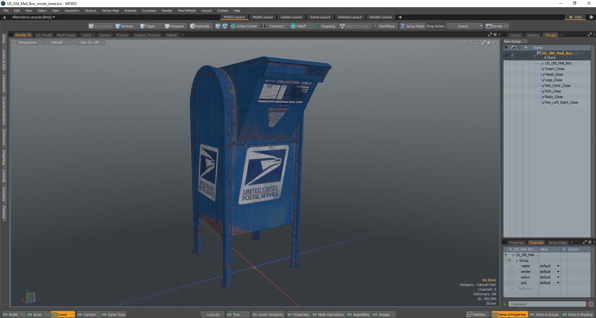 3D model US Old Mail Box