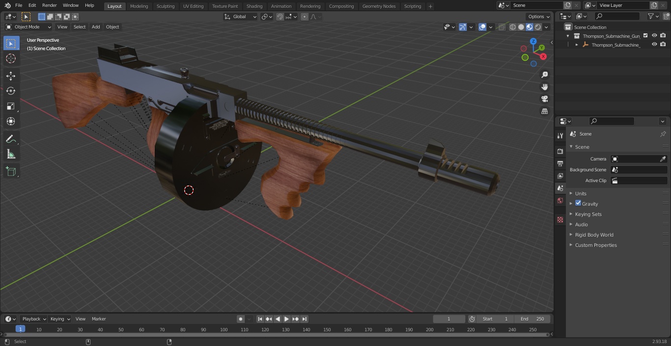 3D Thompson Submachine Gun model