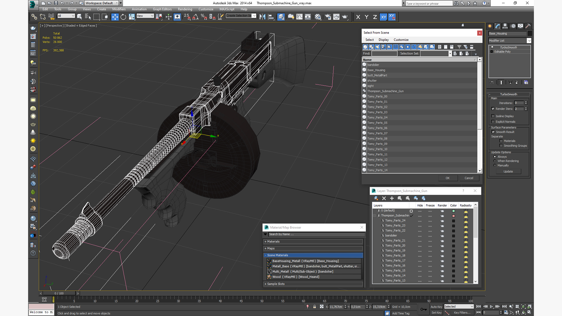 3D Thompson Submachine Gun model