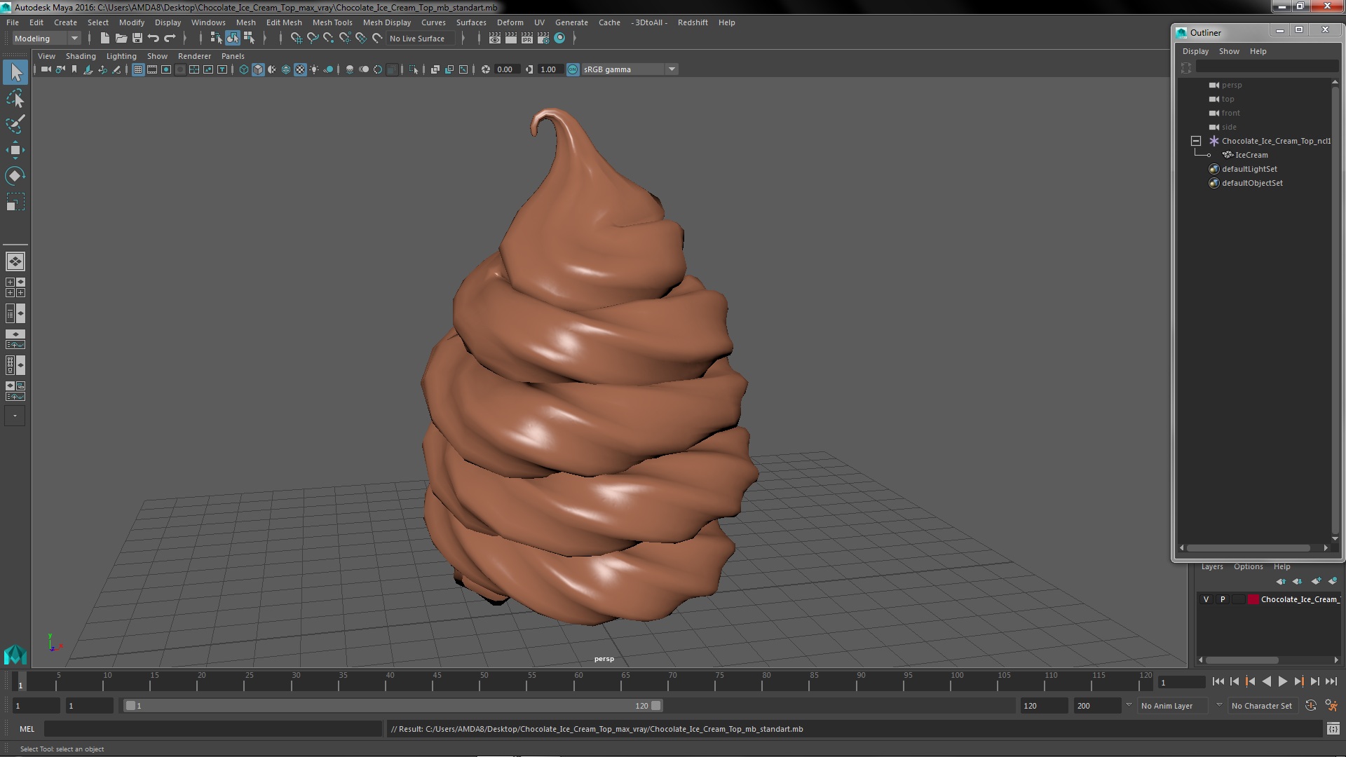 3D Chocolate Ice Cream Top model