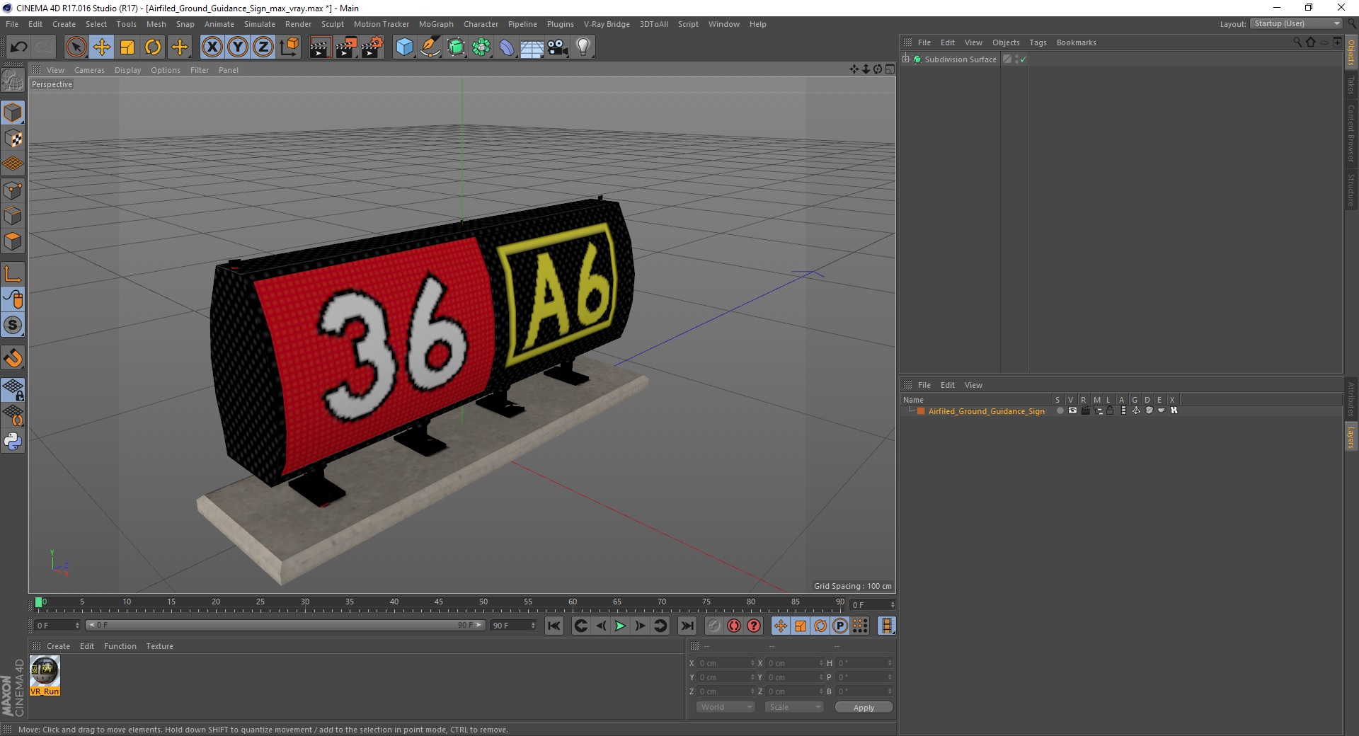 Airfiled Ground Guidance Sign 3D model