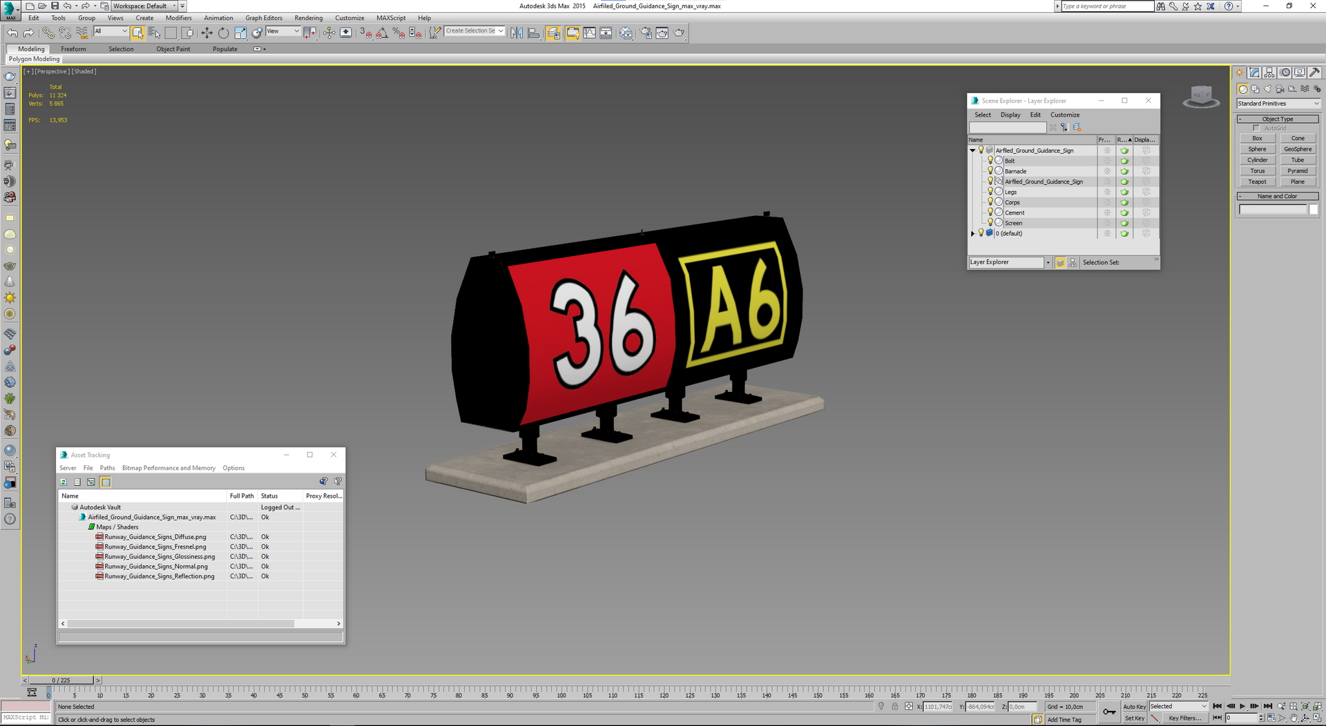 Airfiled Ground Guidance Sign 3D model