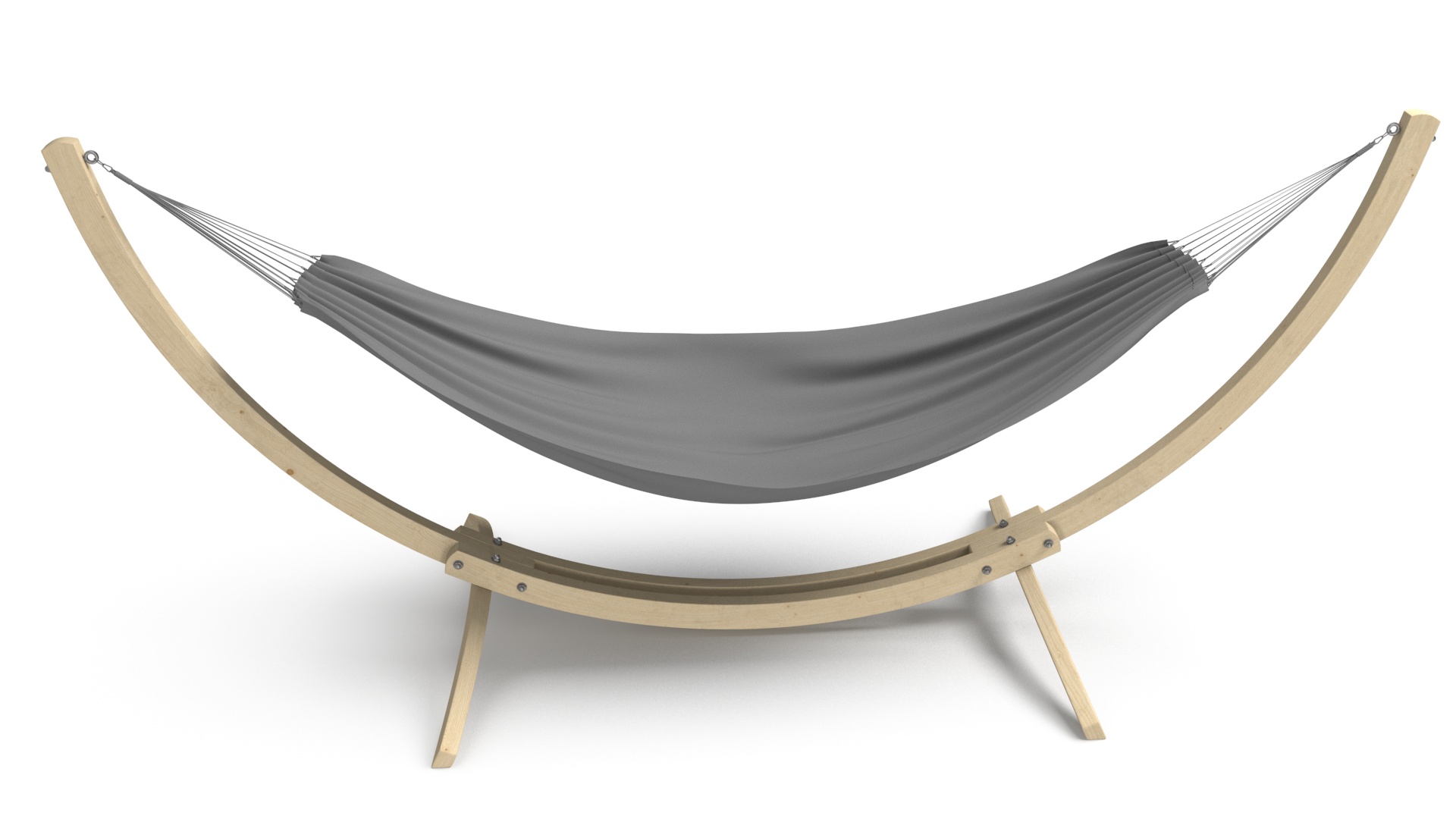 Light Wooden Bow Stand with Fabric Hammock 3D