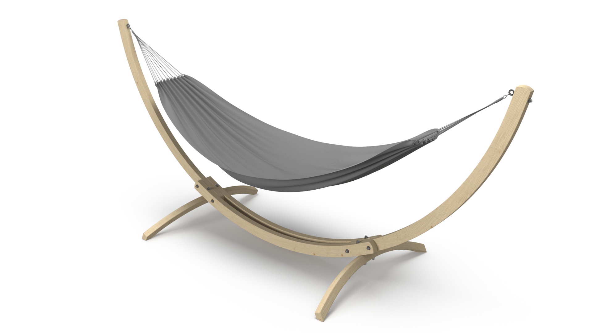 Light Wooden Bow Stand with Fabric Hammock 3D